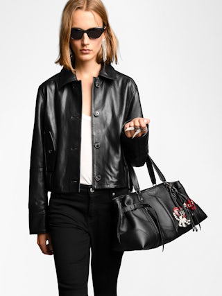 Sac Sunny Shopper - Sac en cuir grainé à zips et anses pour un porté main ou épaule.