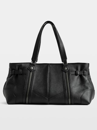 Sunny Shopper Bag - Grained leather bag with zips. Handles for hand or shoulder carry.