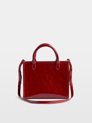 Angel Tote XS Bag - Small bag in crumpled leather with double handles, shoulder strap and embossed wings signature.