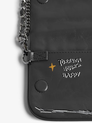 Rock Nano Humberto Clutch - Grained leather clutch with Humberto Cruz customisation and signature wings adorned with rhinestones.