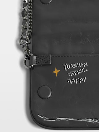 Rock Nano Humberto Clutch - Grained leather clutch with Humberto Cruz customisation and signature wings adorned with rhinestones.