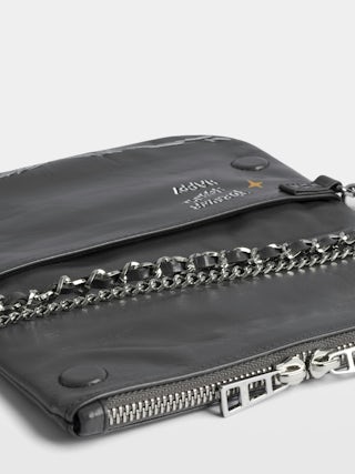 Rock Nano Humberto Clutch - Grained leather clutch with Humberto Cruz customisation and signature wings adorned with rhinestones.