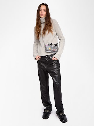 Rock Nano Humberto Clutch - Grained leather clutch with Humberto Cruz customisation and signature wings adorned with rhinestones.