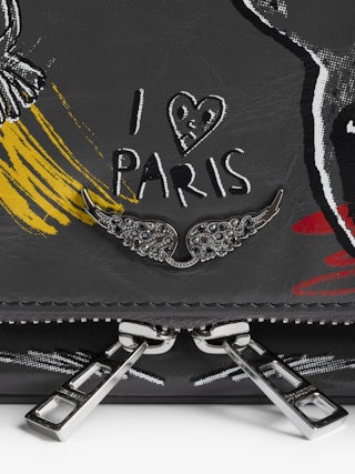 Rock Nano Humberto Clutch - Grained leather clutch with Humberto Cruz customisation and signature wings adorned with rhinestones.