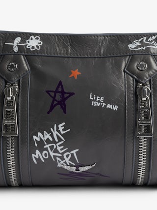 Sac Sunny Moody Humberto - Sac en cuir vernis effet vintage, à bandoulière ajustable et signature ailes et imprimés Humberto Cruz.