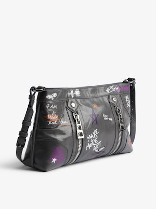 Sac Sunny Moody Humberto - Sac en cuir vernis effet vintage, à bandoulière ajustable et signature ailes et imprimés Humberto Cruz.