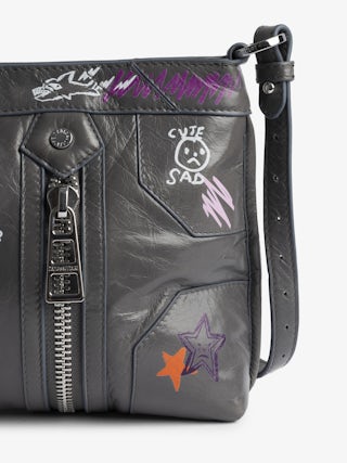 Sac Sunny Moody Humberto - Sac en cuir vernis effet vintage, à bandoulière ajustable et signature ailes et imprimés Humberto Cruz.