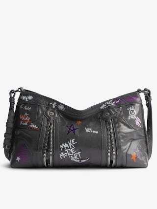 Sac Sunny Moody Humberto - Sac en cuir vernis effet vintage, à bandoulière ajustable et signature ailes et imprimés Humberto Cruz.