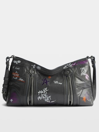 Sunny Moody Humberto Bag - Patent leather bag with vintage effect, with adjustable shoulder strap and wings signature and Humberto Cruz prints.