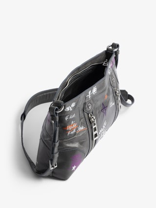 Sac Sunny Moody Humberto - Sac en cuir vernis effet vintage, à bandoulière ajustable et signature ailes et imprimés Humberto Cruz.