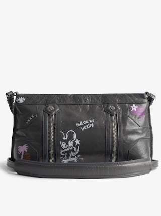 Sac Sunny Moody Humberto - Sac en cuir vernis effet vintage, à bandoulière ajustable et signature ailes et imprimés Humberto Cruz.