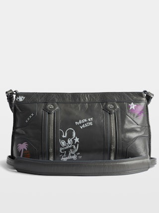 Sunny Moody Humberto Bag - Patent leather bag with vintage effect, with adjustable shoulder strap and wings signature and Humberto Cruz prints.