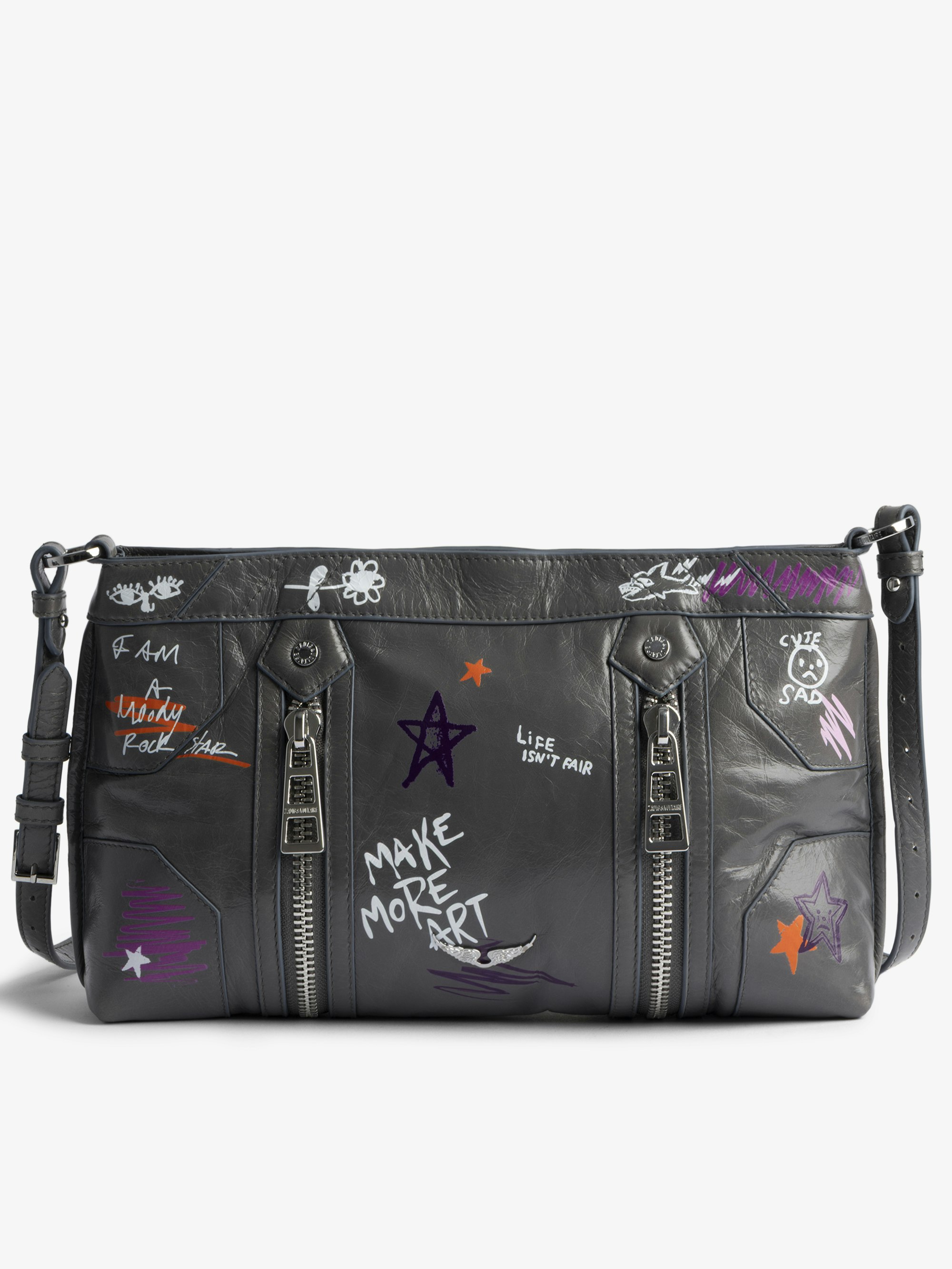 Sunny Moody Humberto Bag - Patent leather bag with vintage effect, with adjustable shoulder strap and wings signature and Humberto Cruz prints.