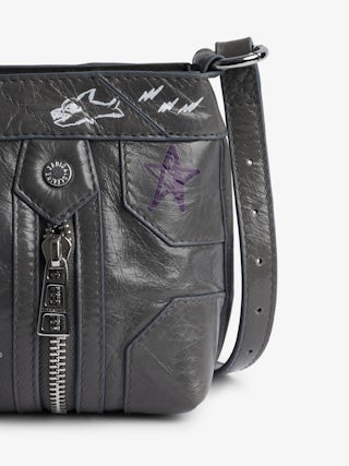 Sunny Mood Humberto Bag - Small patent leather bag with vintage effect, adjustable shoulder strap and wings signature with Humberto Cruz prints.