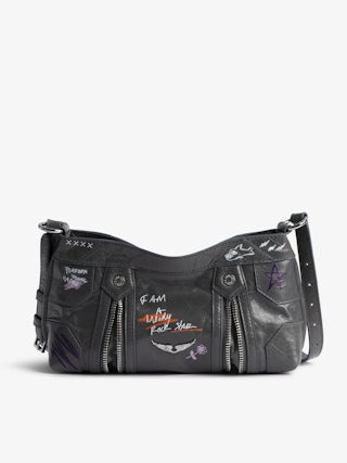 Sunny Mood Humberto Bag - Small patent leather bag with vintage effect, adjustable shoulder strap and wings signature with Humberto Cruz prints.