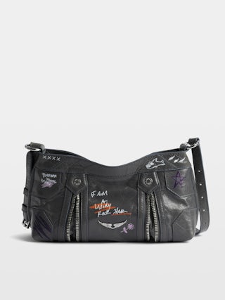 Sunny Mood Humberto Bag - Small patent leather bag with vintage effect, adjustable shoulder strap and wings signature with Humberto Cruz prints.