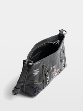 Sunny Mood Humberto Bag - Small patent leather bag with vintage effect, adjustable shoulder strap and wings signature with Humberto Cruz prints.