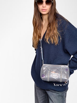 Sunny Mood Humberto Bag - Small patent leather bag with vintage effect, adjustable shoulder strap and wings signature with Humberto Cruz prints.