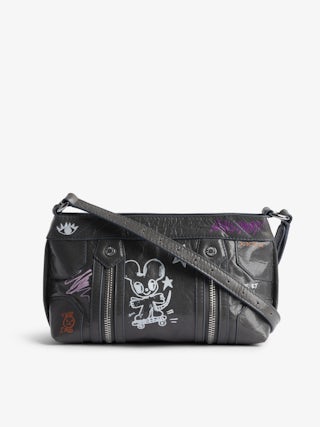 Sunny Mood Humberto Bag - Small patent leather bag with vintage effect, adjustable shoulder strap and wings signature with Humberto Cruz prints.