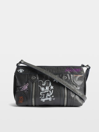 Sunny Mood Humberto Bag - Small patent leather bag with vintage effect, adjustable shoulder strap and wings signature with Humberto Cruz prints.