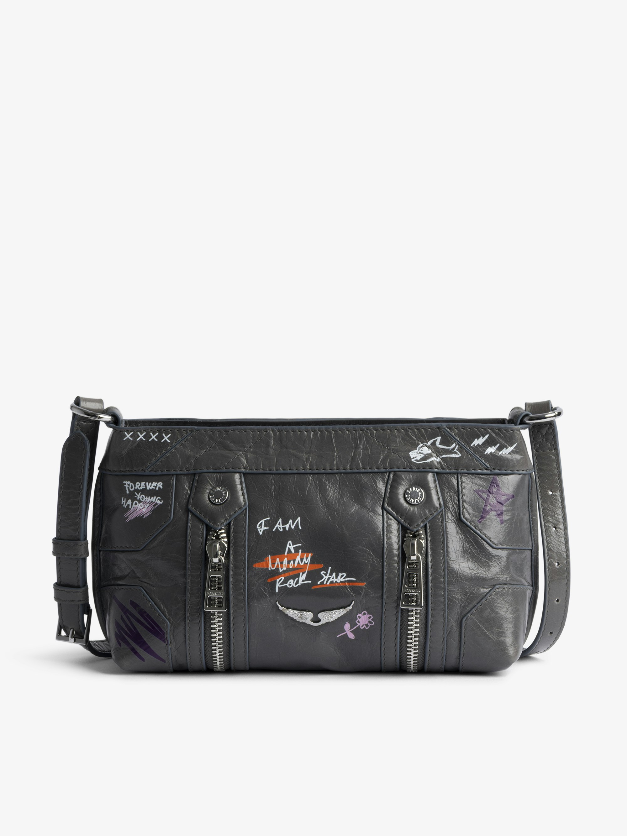 Sunny Mood Humberto Bag - Small patent leather bag with vintage effect, adjustable shoulder strap and wings signature with Humberto Cruz prints.