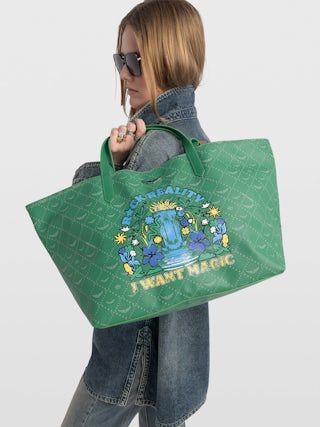 Z Shopper XL Monogram Tag Bag - Tagged monogram canvas shopper with double handles and signature Wings.