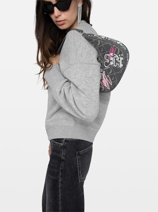 Tasche Z Night Out Monogram Tag - Kleine Abendtasche mit Henkel für Hand- und Schultertragen, mit Monogramm-Print und Humberto Cruz Tag.