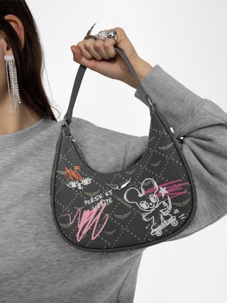 Z Night Out Monogram Tag Bag - Small evening bag with handle for hand and shoulder carry, monogram print and Humberto Cruz tag.