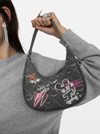 Tasche Z Night Out Monogram Tag - Kleine Abendtasche mit Henkel für Hand- und Schultertragen, mit Monogramm-Print und Humberto Cruz Tag.