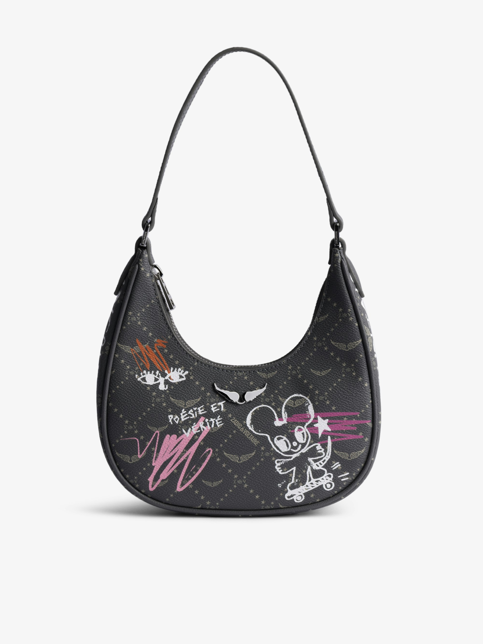 Z Night Out Monogram Tag Bag - Small evening bag with handle for hand and shoulder carry, monogram print and Humberto Cruz tag.