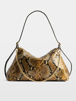 Jim Wild Bag - Soft python-effect leather bag adorned with a chain and rhinestone wing.