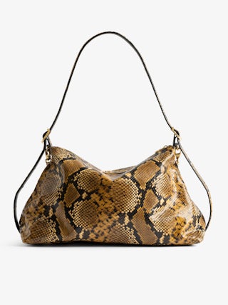 Jim Wild Bag - Soft python-effect leather bag adorned with a chain and rhinestone wing.