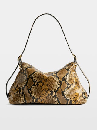 Jim Wild Bag - Soft python-effect leather bag adorned with a chain and rhinestone wing.