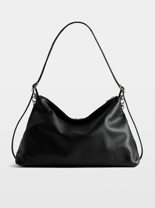 Jim Bag - Soft grained leather bag adorned with a chain and rhinestone wing.