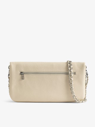 Rock Bloomy Clutch - Clutch in grained leather with double leather and metal chains and customized designs by Humberto Cruz.