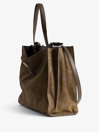 Jack Bag - Suede leather bag with signature clasp, featuring two compartments, one handle and adjustable strap.