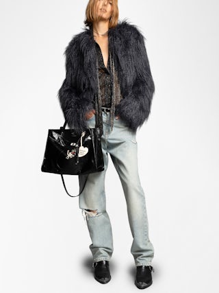 Jack Vintage Patent Bag - Vintage-effect leather bag adorned with a signature clasp, featuring two compartments, a handle and an adjustable strap.