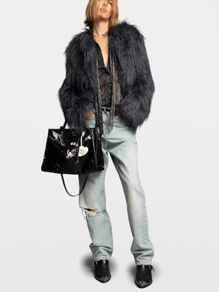 Jack Vintage Patent Bag - Vintage-effect leather bag adorned with a signature clasp, featuring two compartments, a handle and an adjustable strap.