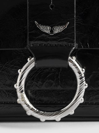 Sac Kate Wallet Vintage Patent - Mini sac en cuir effet vintage à anneau et chaîne en métal.