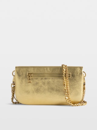 Clutch Rock Nano Vintage Metal - Clutch aus Metallicleder mit Signature-Flügeln, besetzt mit Strass.