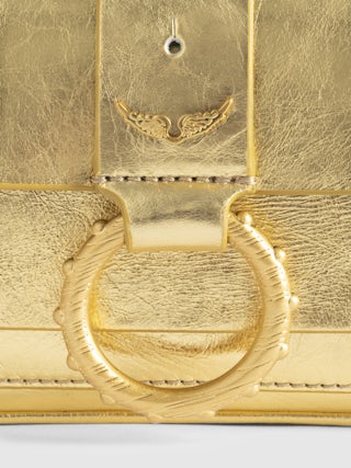 Bag Kate Wallet Vintage Metal - Mini bag in metallic leather with metal ring and chain.