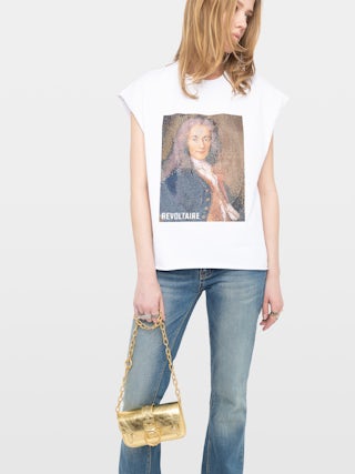 Bag Kate Wallet Vintage Metal - Mini bag in metallic leather with metal ring and chain.