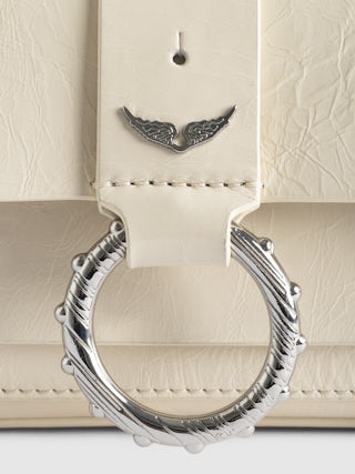 Borsa Kate Wallet Vintage Patent - Mini borsa in pelle effetto vintage con anello e catena in metallo.