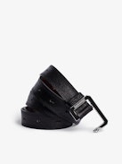 La Cecilia Belt Leather - Women's black leather belt with black C-shaped buckle. Buying this product, you support a responsible leather production through Leather Working Group.
