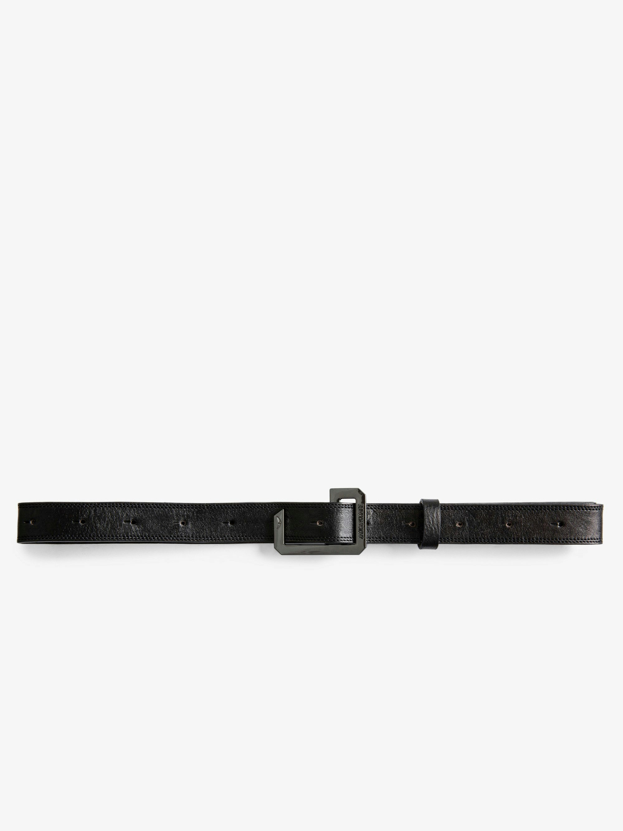 La Cecilia Belt - Women's black leather belt with black C-shaped buckle. Buying this product, you support a responsible leather production through Leather Working Group.
