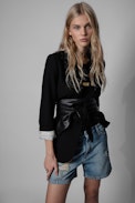Smock'in Belt Leather - Women's tied belt in black leather