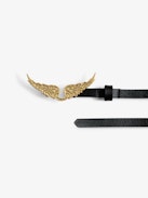 Rock Belt - Women’s leather belt with wings buckle.
