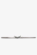 Rock Belt - Women’s grey vintage leather belt with a crystal-embellished wings charm buckle