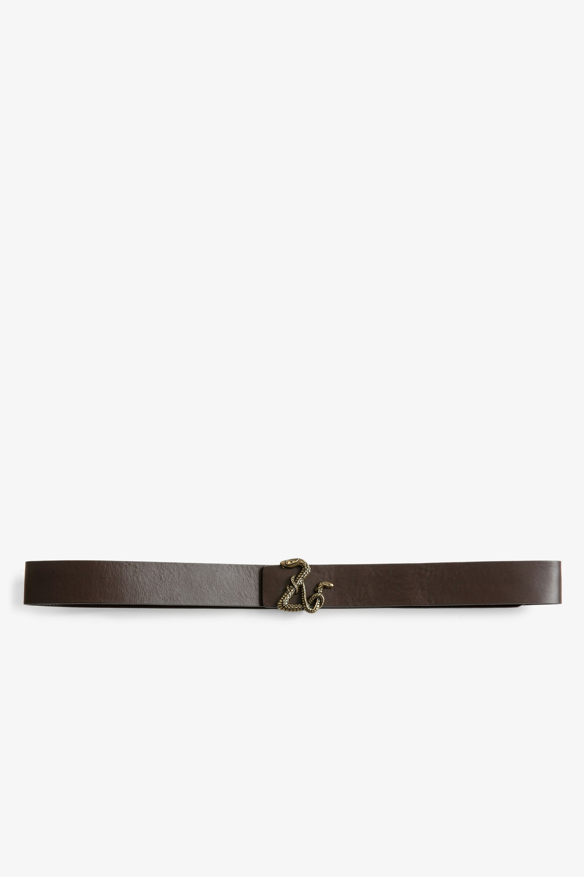 ZV Initiale Snake ベルト Women's brown leather belt with ZV buckle