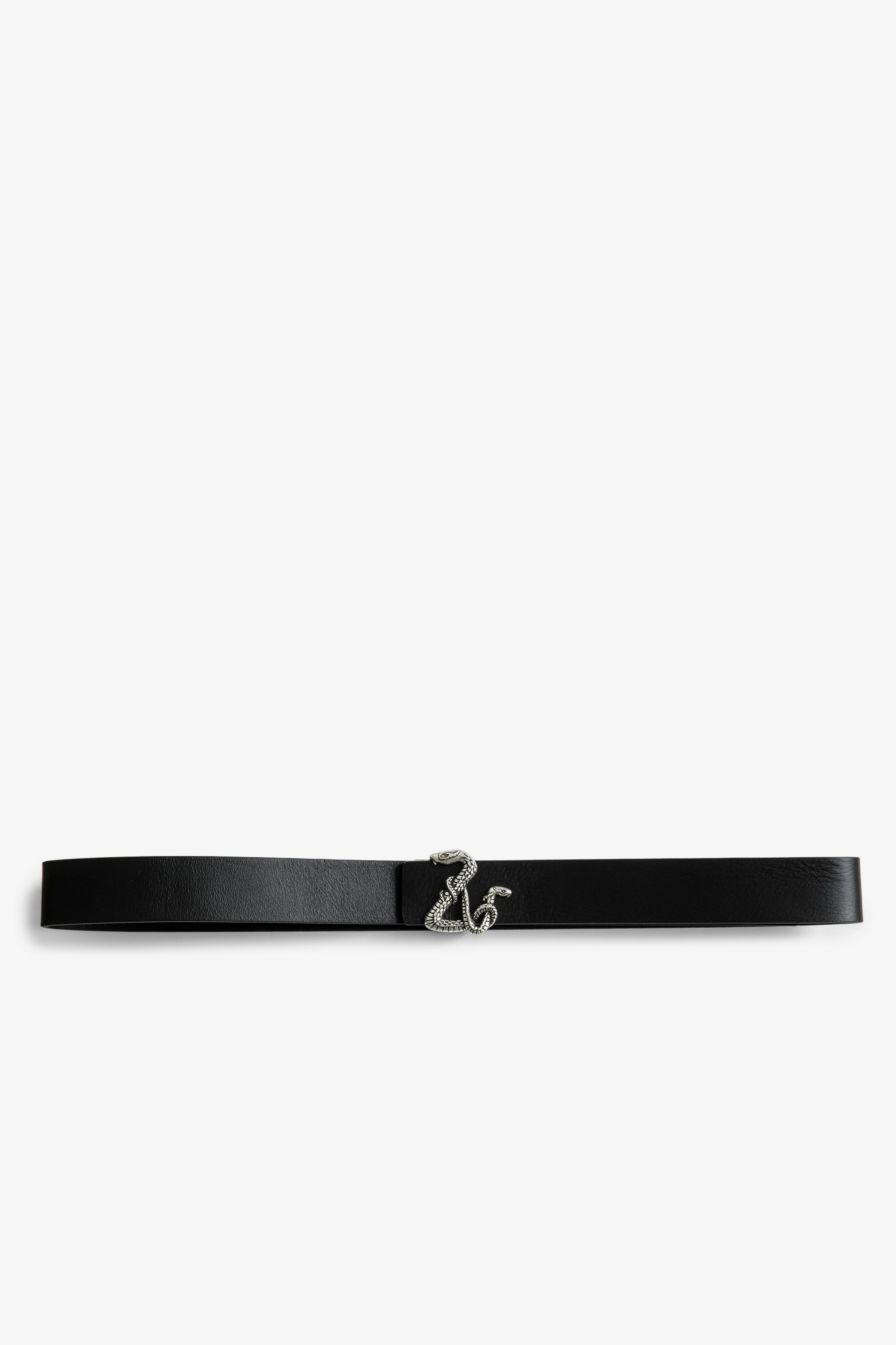 ZV Initiale Snake ベルト Women's black leather belt with ZV snake buckle